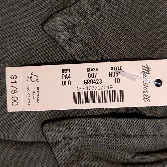 NWT Madewell Relaxed Tie Waist Wide Leg Jumpsuit | Size 10 & 12 | Army Green - Picture 12 of 12